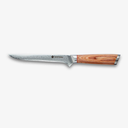 Haruta 6 Inch VG10 Japanese Damascus Steel Boning Knife with Wooden Handle & Scabbard