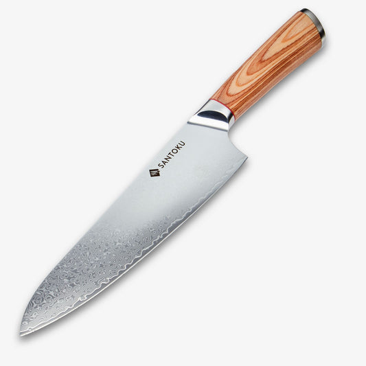 Haruta 8 Inch VG10 Japanese Damascus Steel Gyuto Chef Knife with Wooden Handle & Scabbard