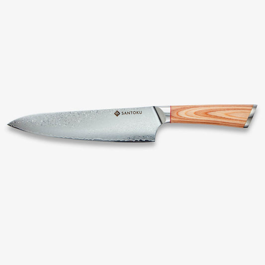 Haruta 8 Inch VG10 Japanese Damascus Steel Gyuto Chef Knife with Wooden Handle & Scabbard