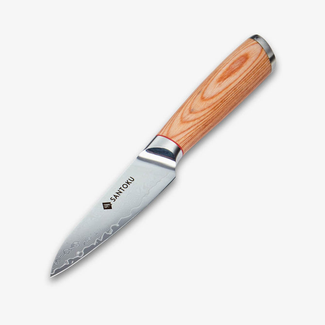 Haruta 4 Inch VG10 Japanese Damascus Steel Paring Knife with Wooden Handle & Scabbard