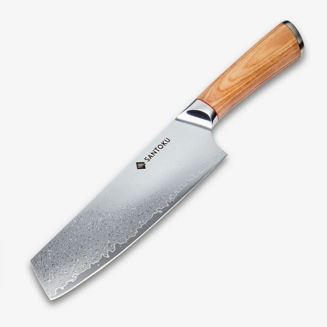 Haruta 7 Inch VG10 Japanese Damascus Steel Nakiri Knife with Wooden Handle & Scabbard