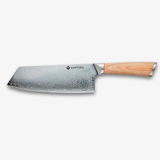 Haruta 7.7 Inch VG10 Japanese Damascus Steel Nakiri Cleaver with Wooden Handle & Scabbard