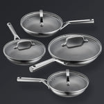 Hive Hybrid™ 8-Piece Pan & Lid Set (4 Frying Pans + 4 Matching Lids)