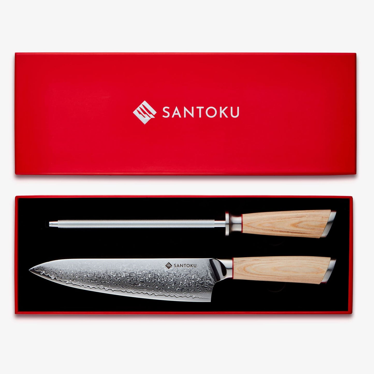 Haruta Box Set VG10 Japanese Damascus Steel 8 Inch Chef Knife & 13 Inch Diamond Sharpening Steel