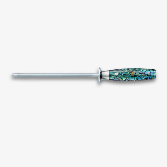 Chikashi Damascus Chef Knife & Steel Set With Abalone Handle