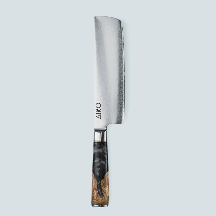 Aiko Black Damascus Steel Knife with Coloured Black Resin Handle