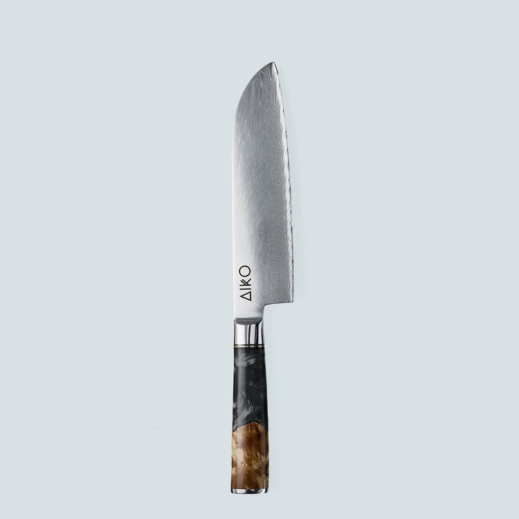 Aiko Black Damascus Steel Knife with Coloured Black Resin Handle
