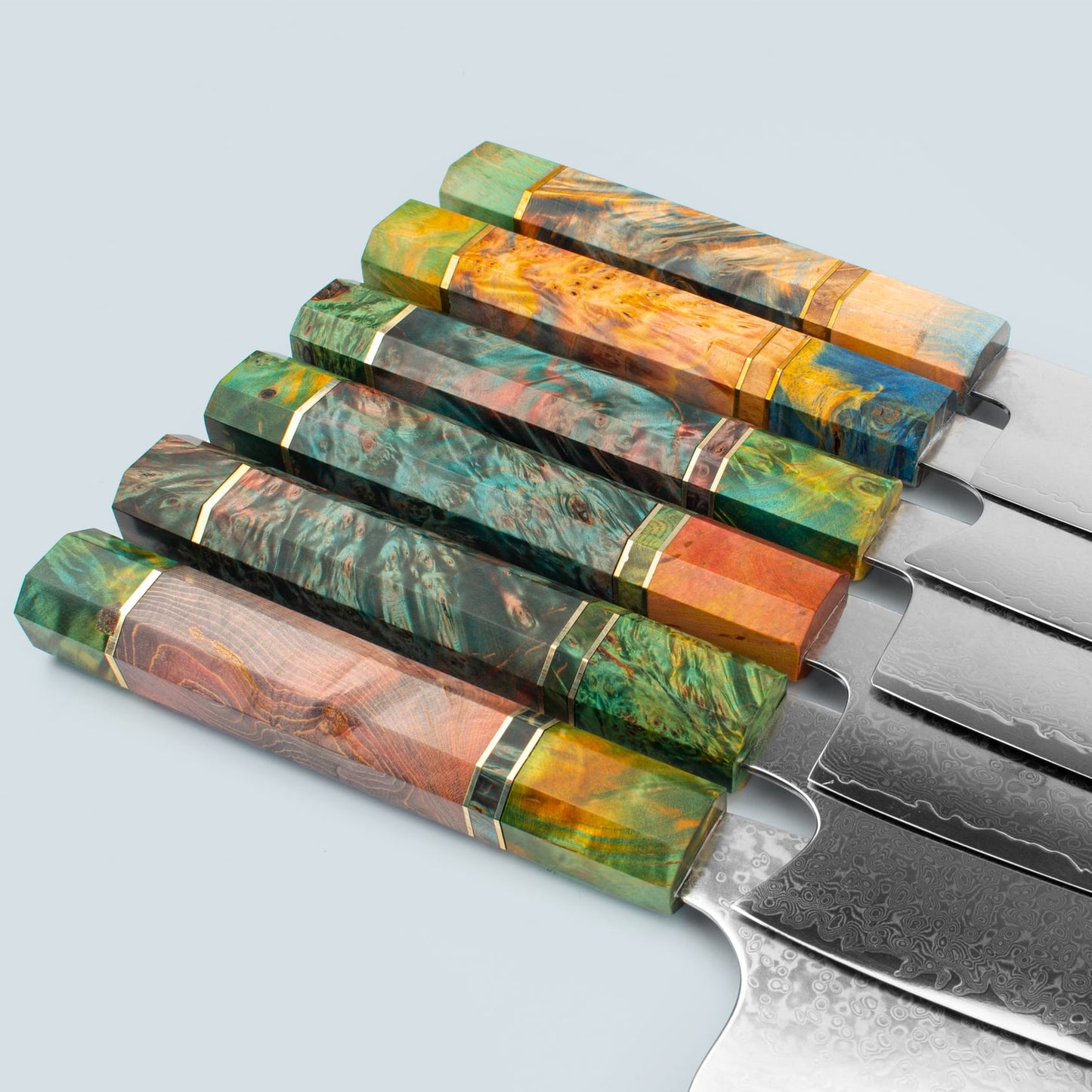 Ichika Damascus Steel Knife with coloured Octagonal Handle